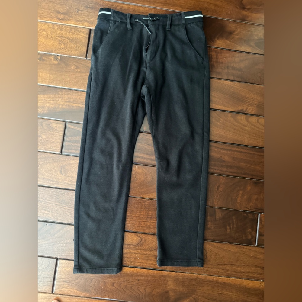 Zara Boys Black cotton Pants with zipper, button and tie closure